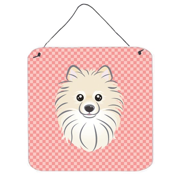 Micasa Checkerboard Pink Pomeranian Aluminum Metal Wall Or Door Hanging Prints6 x 6 In. - MI730522