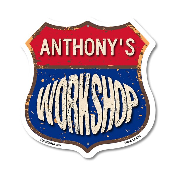 Signmission Anthony's Workshop, 12 Inch X 12 Inch, Aluminum Metal Sign - SHI-A-12-489-ANTHONY