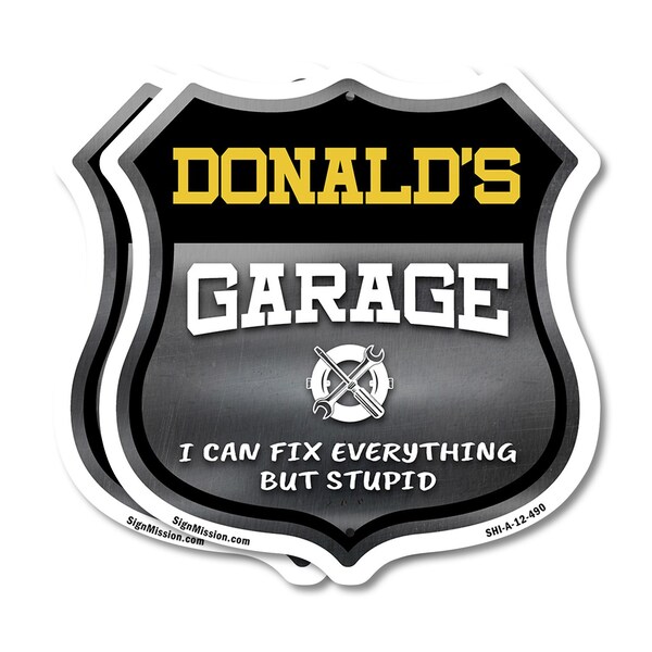 Signmission Donald's Garage I Can Fix Everything But Stupid, 12 inch X 12 inch, Aluminum Metal Sign, 2PK - SHI-A-2PACK-12-490-DONALD