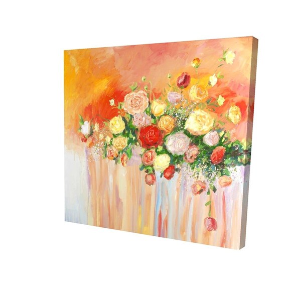 Begin Home Decor 16 x 16 in. Bouquet of Multicolor Abstract Flowers-Print on Canvas - 2080-1616-FL155