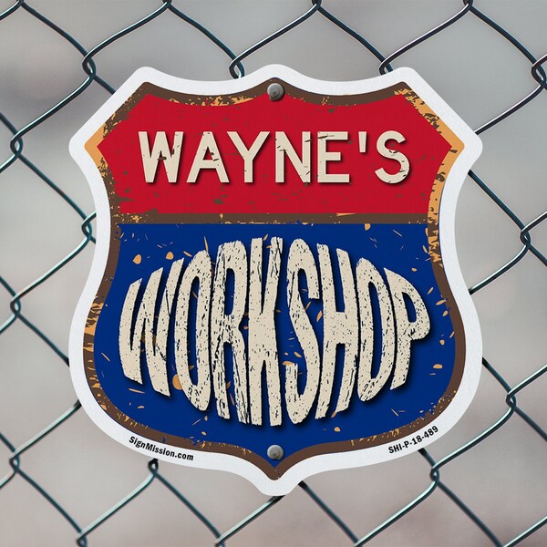 Signmission Wayne's Workshop, 12 inch X 12 inch, Plastic Sign, 2PK - SHI-P-2PACK-12-489-WAYNE