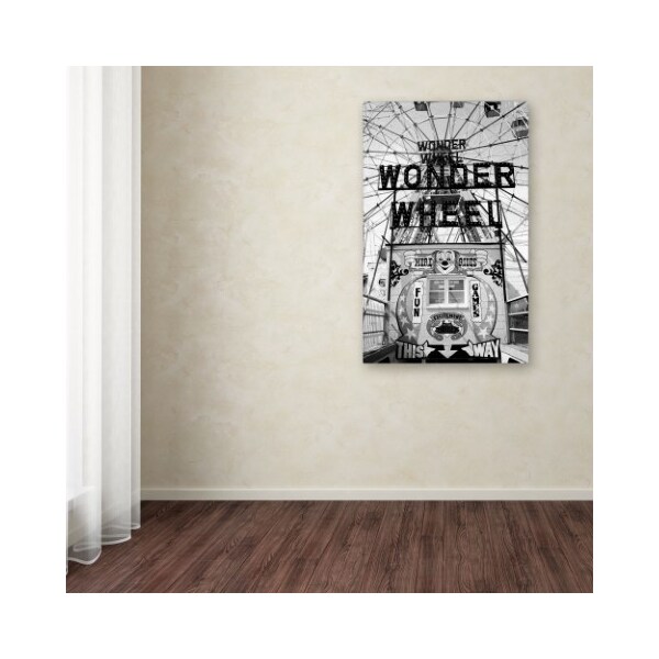Trademark Fine Art Yale Gurney 'Coney Island Wonder Wheel This Way' Canvas Art, 12x19 - YG7111-C1219GG