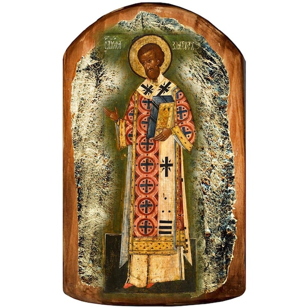 Kd Americana Saint Chrysostom Icon Painting on GoldPlated Wooden Block - KD2097406
