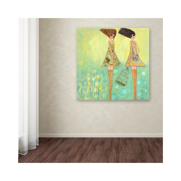 Trademark Fine Art Wyanne 'Big Eyed Girls For The Best' Canvas Art, 24x24 - ALI8198-C2424GG