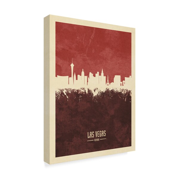 Trademark Fine Art Michael Tompsett 'Las Vegas Nevada Skyline Red Ii' Canvas Art, 18x24 - MT02476-C1824GG