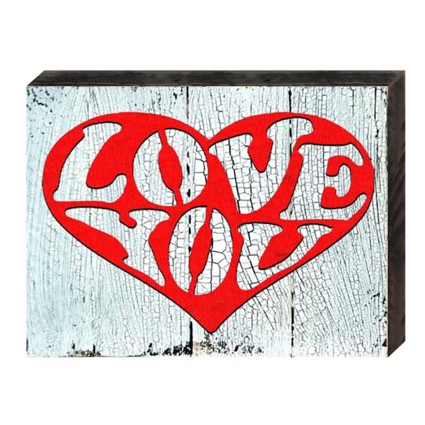 Designocracy Love You Heart Art on Board Wall Decor - 9873312