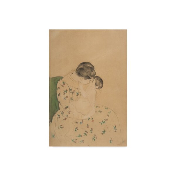 Trademark Fine Art Mary Stevenson Cassatt 'Mothers Kiss' Canvas Art, 12x19 - BL02235-C1219GG