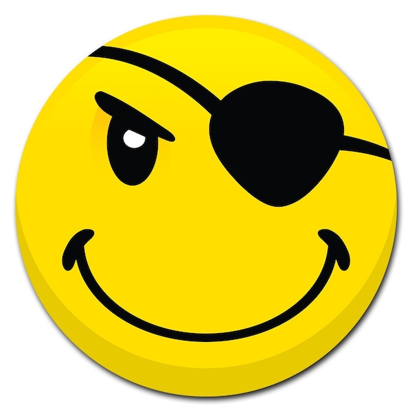 Signmission Emoji Pirate Circle Vinyl Laminated Decal - D-16-CIR-EMOJI PIRATE