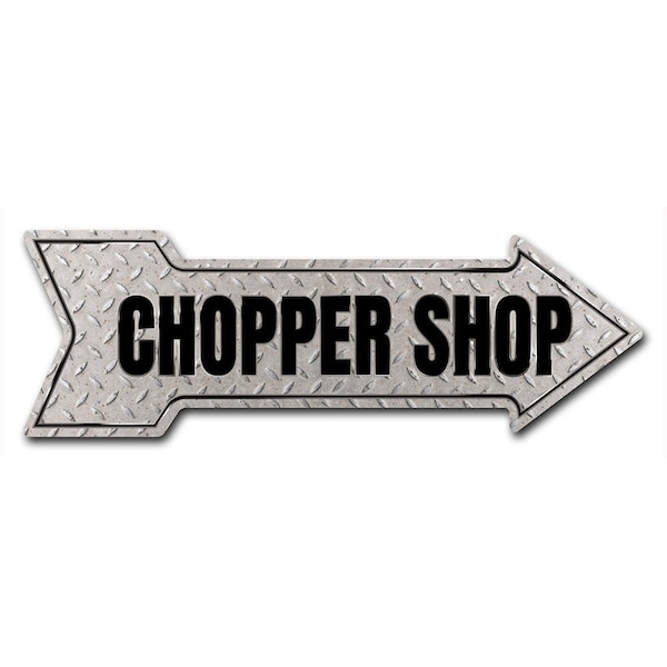 Signmission Chopper Shop Arrow Decal Funny Home Decor 18in Wide - D-A-999916