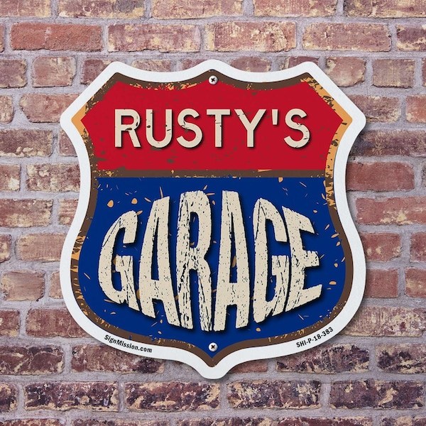 Signmission Rusty's Garage, 18 inch X 18 inch, Plastic Sign, 2PK - SHI-P-2PACK-18-383-RUSTY