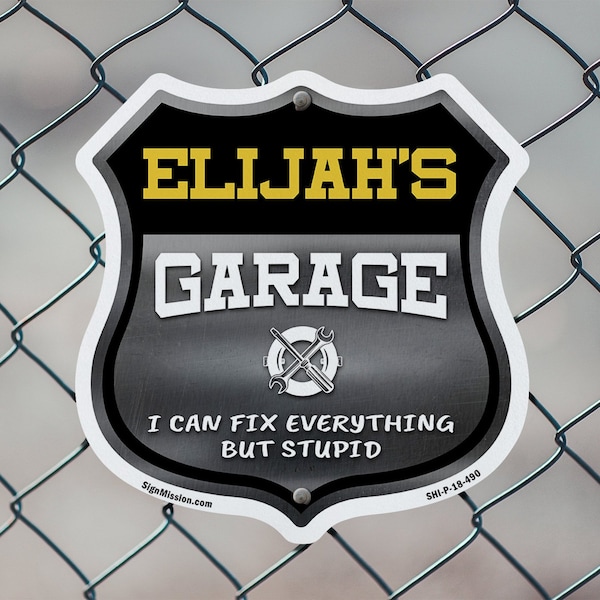 Signmission Elijah's Garage I Can Fix Everything But Stupid, 12 inch X 12 inch, Plastic Sign, 2PK - SHI-P-2PACK-12-490-ELIJAH