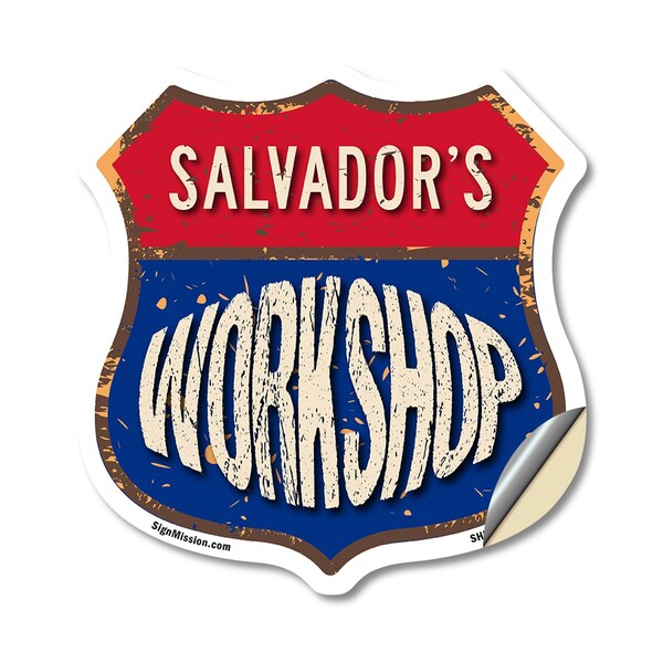 Signmission Salvador's Workshop, 12 Inch X 12 Inch, Vinyl Decal - SHI-D-12-489-SALVADOR