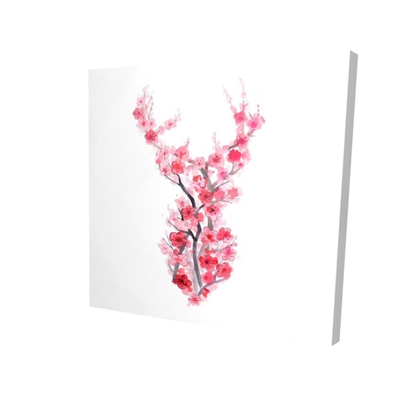Fondo 16 x 16 in. Deer In Cherry Blossoms-Print on Canvas - FO2789232