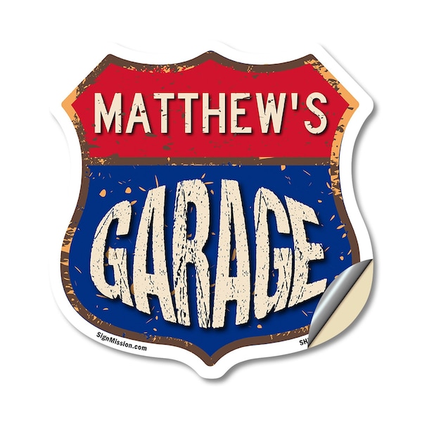 Signmission Matthew's Garage, 18 Inch X 18 Inch, Vinyl Decal - SHI-D-18-383-MATTHEW