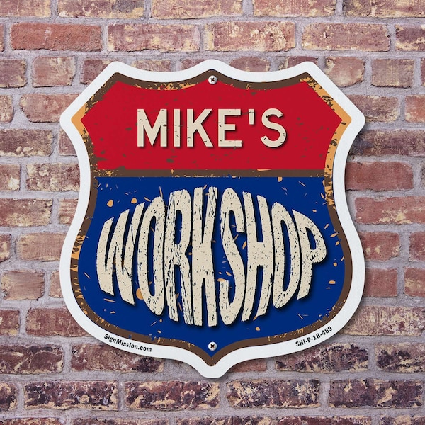 Signmission Mike's Workshop, 12 inch X 12 inch, Plastic Sign, 2PK - SHI-P-2PACK-12-489-MIKE