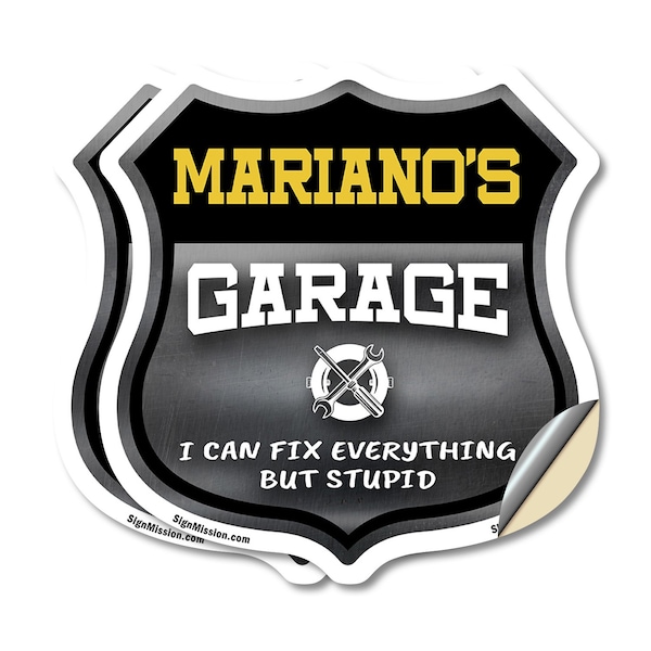 Signmission Mariano's Garage I Can Fix Everything But Stupid, 4 inch X 4 inch, Vinyl Decal, 2PK - SHI-D-2PACK-4-490-MARIANO