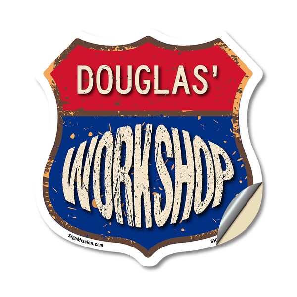 Signmission Douglas's Workshop, 12 Inch X 12 Inch, Vinyl Decal - SHI-D-12-489-DOUGLAS
