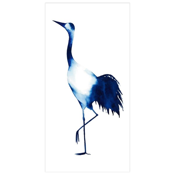 Solid Storage Supplies 48 x 24 in. Ink Drop Crane 2 Blue Frameless Tempered Glass Panel Contemporary Wall Art - SO1542759
