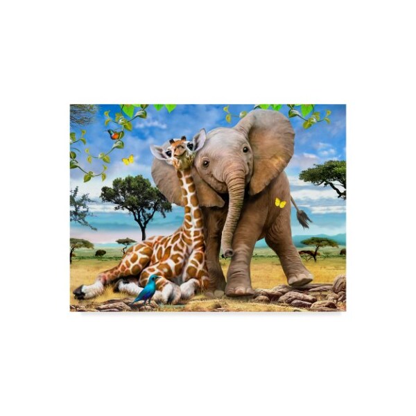 Trademark Fine Art Howard Robinson 'Elephants And Giraffes' Canvas Art, 14x19 - ALI23966-C1419GG