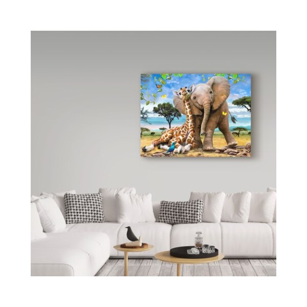 Trademark Fine Art Howard Robinson 'Elephants And Giraffes' Canvas Art, 14x19 - ALI23966-C1419GG