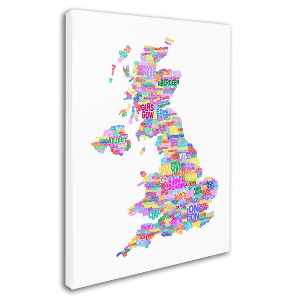 Trademark Fine Art Michael Tompsett 'UK Cities Text Map 3' Canvas Art, 14x19 - MT0251-C1419GG