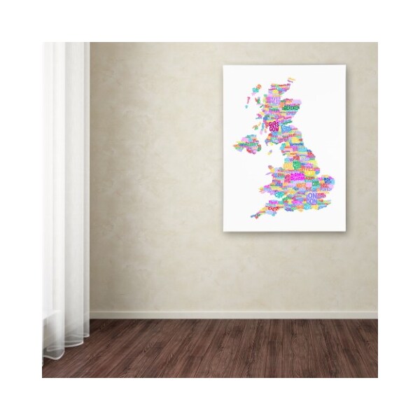 Trademark Fine Art Michael Tompsett 'UK Cities Text Map 3' Canvas Art, 14x19 - MT0251-C1419GG