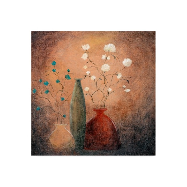 Trademark Fine Art Pablo Esteban 'Three Vases And Flowers' Canvas Art, 24x24 - ALI46089-C2424GG