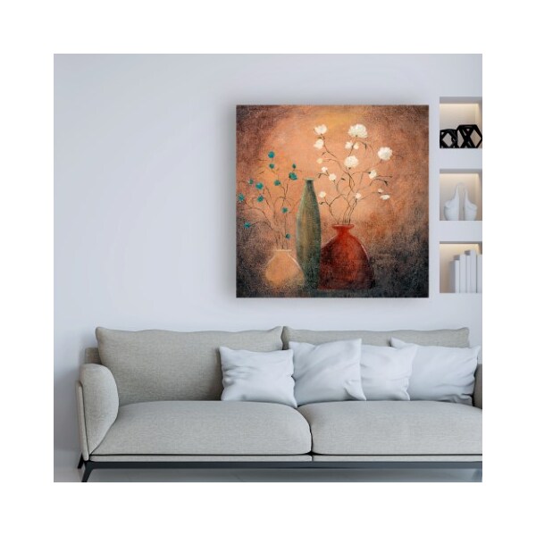 Trademark Fine Art Pablo Esteban 'Three Vases And Flowers' Canvas Art, 24x24 - ALI46089-C2424GG