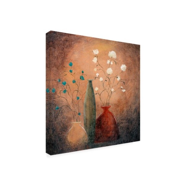 Trademark Fine Art Pablo Esteban 'Three Vases And Flowers' Canvas Art, 24x24 - ALI46089-C2424GG