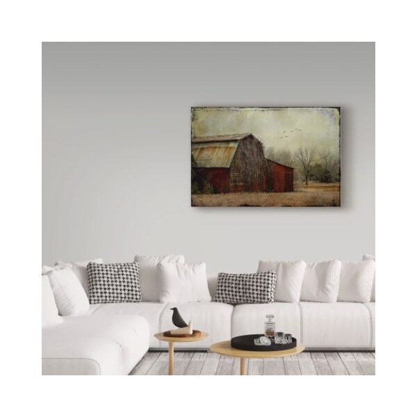 Trademark Fine Art Barbara Simmons 'The Red Barn' Canvas Art, 16x24 - ALI38801-C1624GG