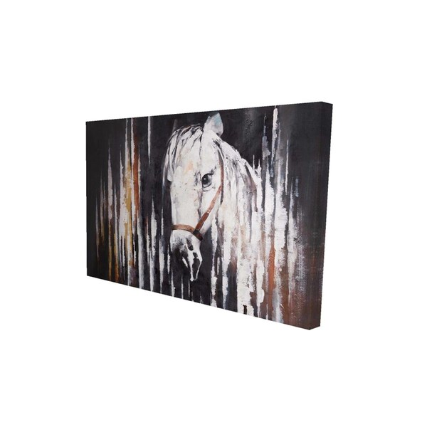 Fondo 20 x 30 in. White Horse in the Dark-Print on Canvas - FO2791231
