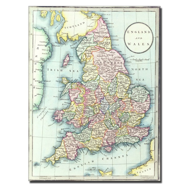 Trademark Fine Art R.H. Laurie 'Map of England & Wales 1852' Canvas Art, 26x32 - BL00590-C2632GG