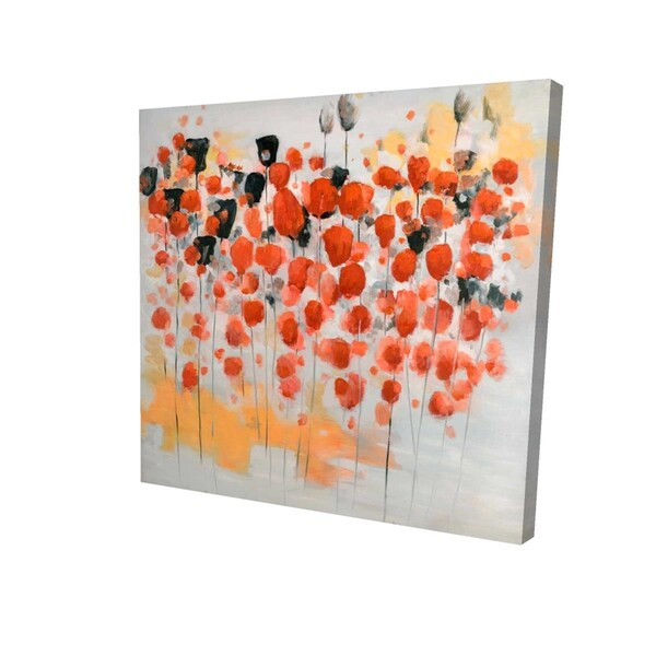 Fondo 16 x 16 in. Abstract Red Dotted Flowers Field-Print on Canvas - FO2775854