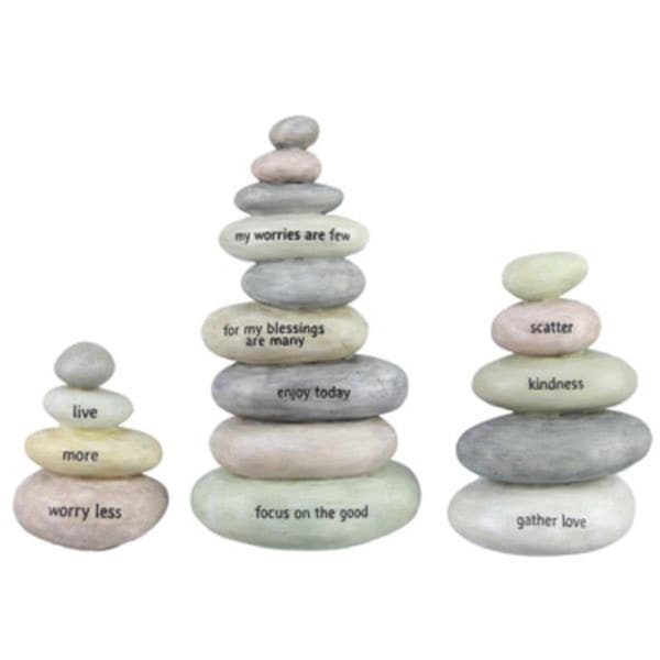 Youngs Resin Stacked River Rocks Figurine Set - 3 Piece - 20597