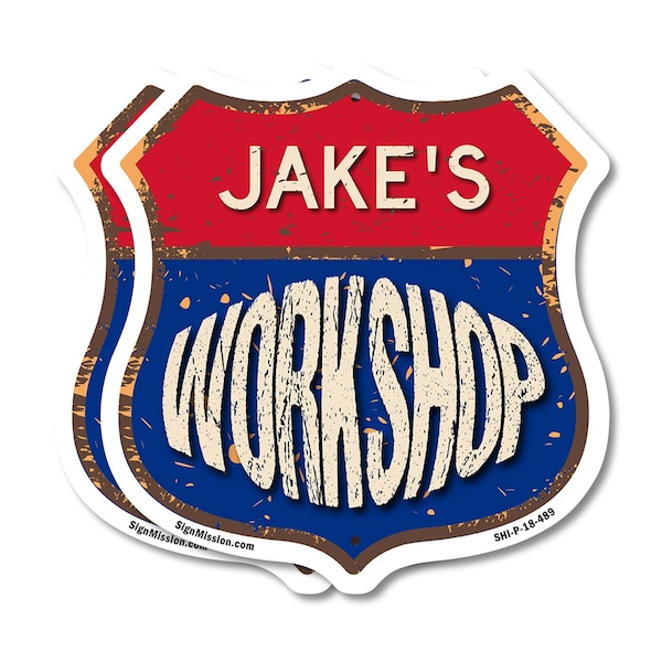 Signmission Jake's Workshop, 18 inch X 18 inch, Plastic Sign, 2PK - SHI-P-2PACK-18-489-JAKE