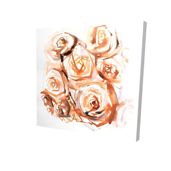 Begin Home Decor 16 x 16 in. Abstract Roses with Sepia Style-Print on Canvas - 2080-1616-FL267