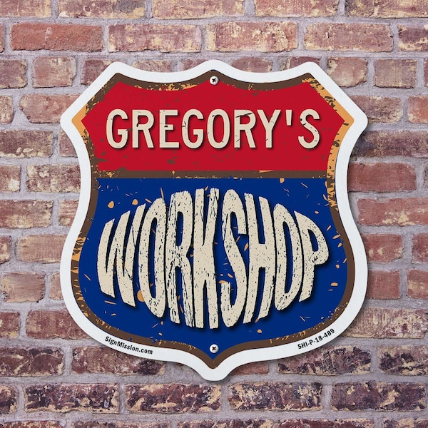 Signmission Gregory's Workshop, 12 Inch X 12 Inch, Aluminum Metal Sign - SHI-A-12-489-GREGORY