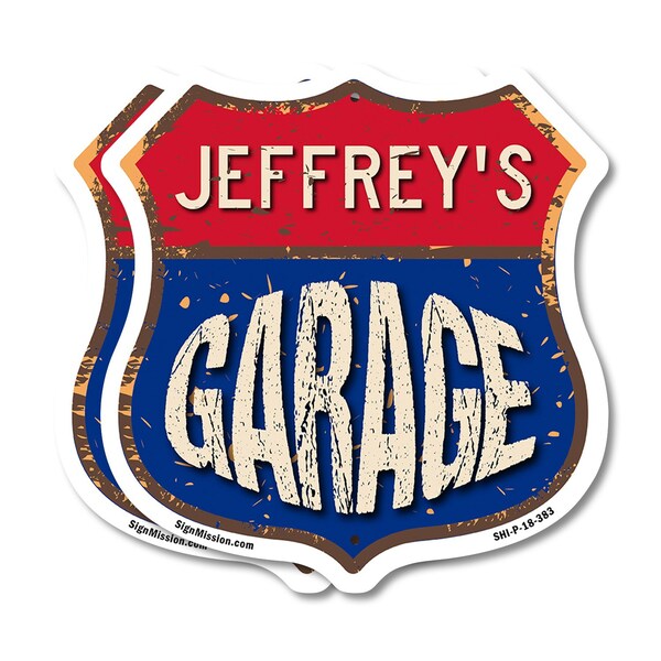 Signmission Jeffrey's Garage, 18 inch X 18 inch, Plastic Sign, 2PK - SHI-P-2PACK-18-383-JEFFREY