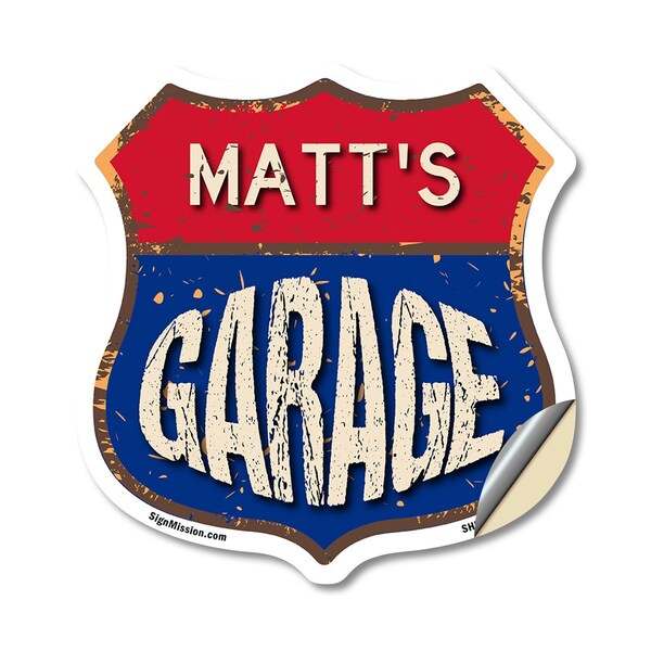 Signmission Matt's Garage, 12 Inch X 12 Inch, Vinyl Decal - SHI-D-12-383-MATT