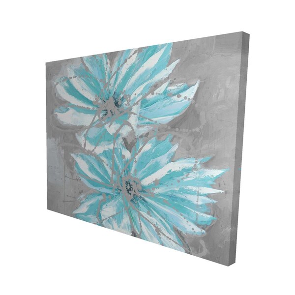 Begin Home Decor 16 x 20 in. Two Little Abstract Blue Flowers-Print on Canvas - 2080-1620-FL151