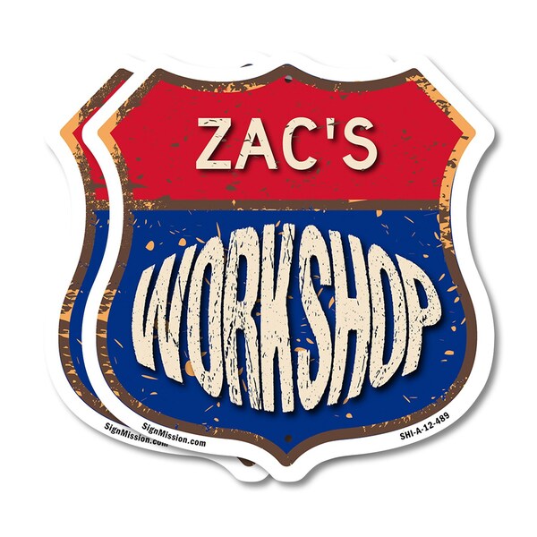 Signmission Zac's Workshop, 12 inch X 12 inch, Aluminum Metal Sign, 2PK - SHI-A-2PACK-12-489-ZAC