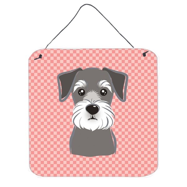 Micasa Checkerboard Pink Schnauzer Aluminum Metal Wall Or Door Hanging Prints6 x 6 In. - MI251351