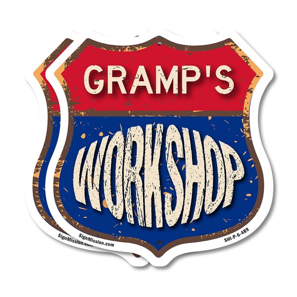 Signmission Gramp's Workshop, 6 inch X 6 inch, Plastic Sign, 2PK - SHI-P-2PACK-6-489-GRAMP