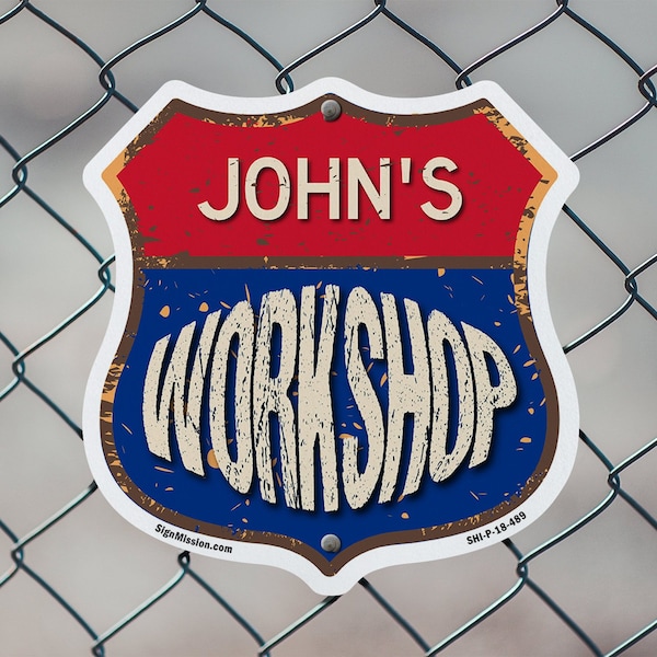 Signmission John's Workshop, 6 inch X 6 inch, Plastic Sign, 2PK - SHI-P-2PACK-6-489-JOHN