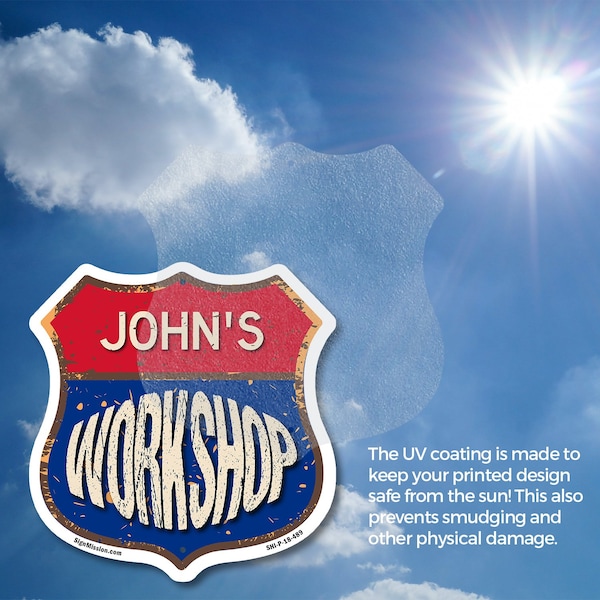 Signmission John's Workshop, 6 inch X 6 inch, Plastic Sign, 2PK - SHI-P-2PACK-6-489-JOHN