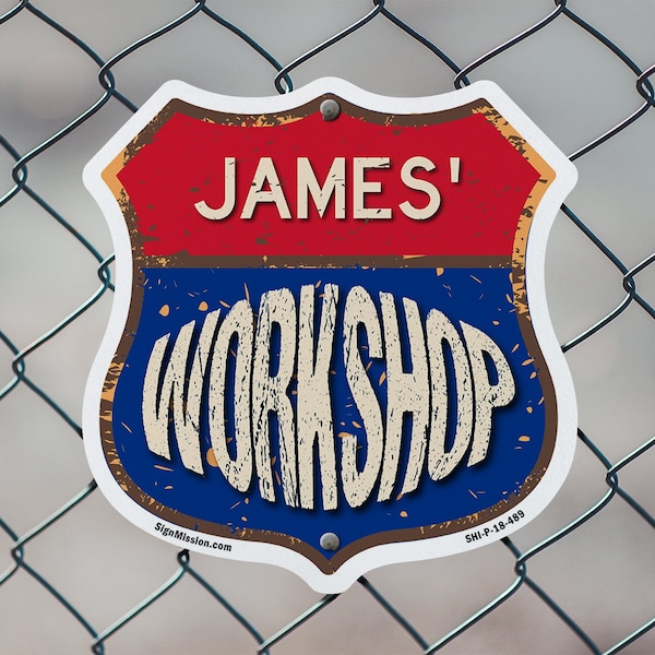 Signmission James's Workshop, 12 Inch X 12 Inch, Plastic Sign - SHI-P-12-489-JAMES