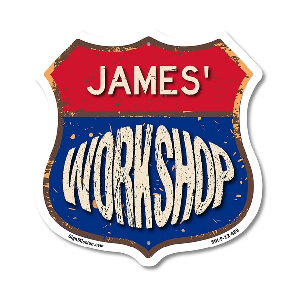 Signmission James's Workshop, 12 Inch X 12 Inch, Plastic Sign - SHI-P-12-489-JAMES