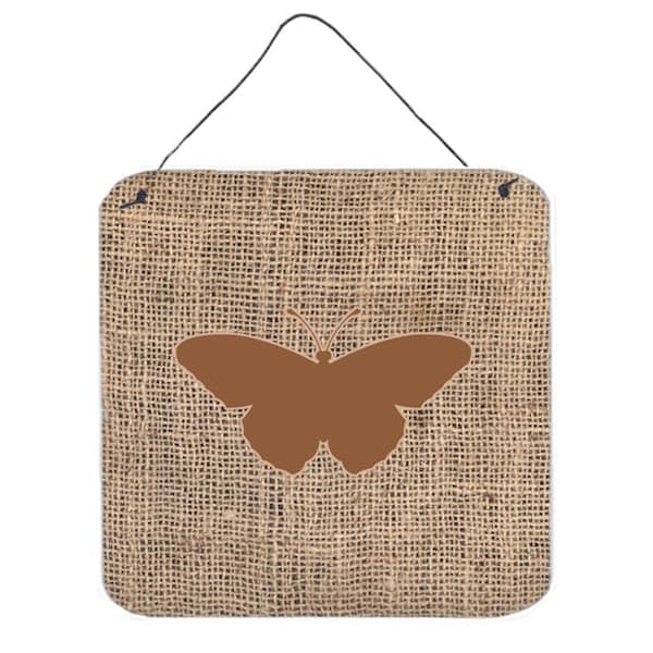 Micasa Butterfly Burlap And Brown Aluminium Metal Wall Or Door Hanging Prints - MI752008