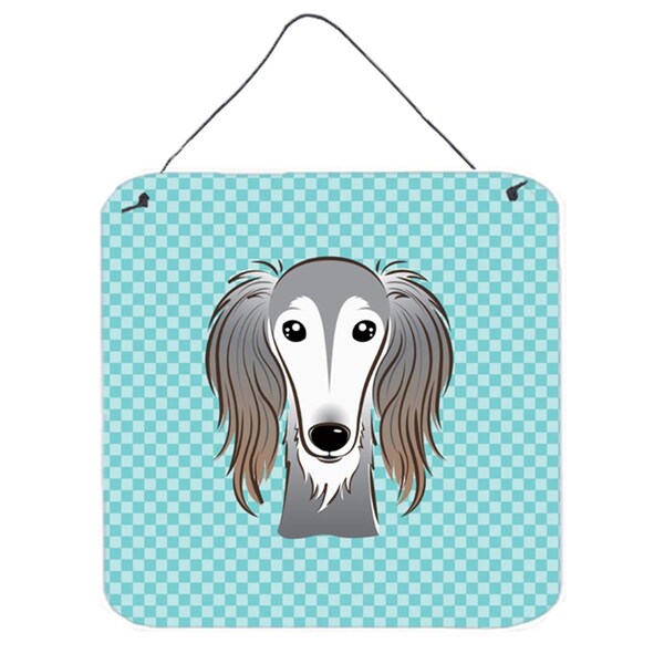 Micasa Checkerboard Blue Saluki Aluminum Metal Wall Or Door Hanging Prints6 x 6 In. - MI632205