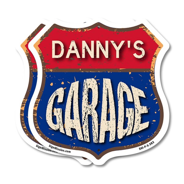 Signmission Danny's Garage, 6 inch X 6 inch, Plastic Sign, 2PK - SHI-P-2PACK-6-383-DANNY